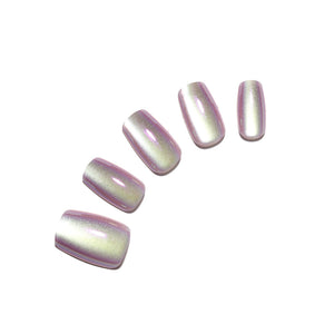 Hologlow holographic chrome square press on nails 30 piece acrylic set
