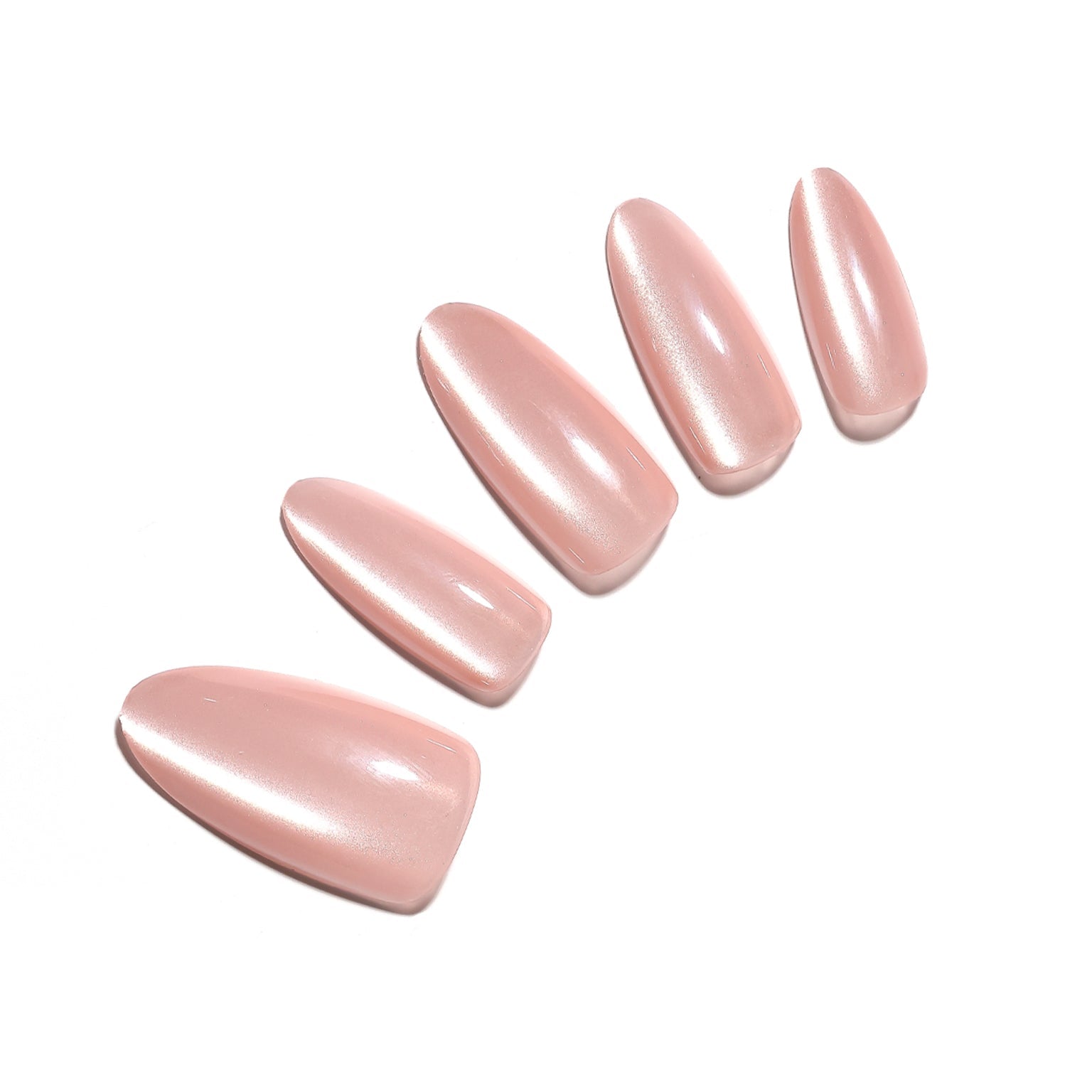 Silk Blush medium almond blush pearl press-on nails glossy pink satin sheen 30-piece set