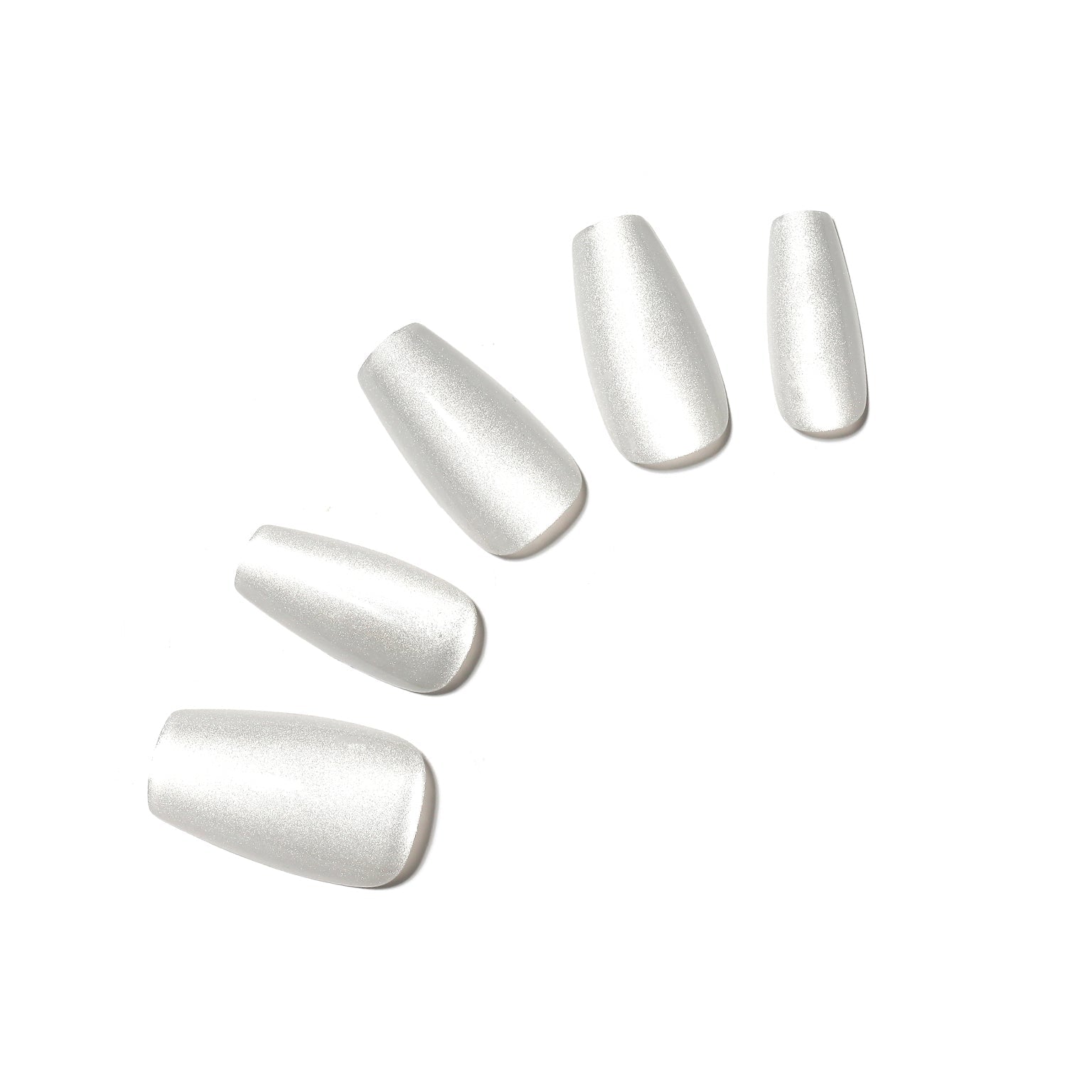 Ice Cold long coffin icy silver white press-on nails 30-piece PMMA acrylic set