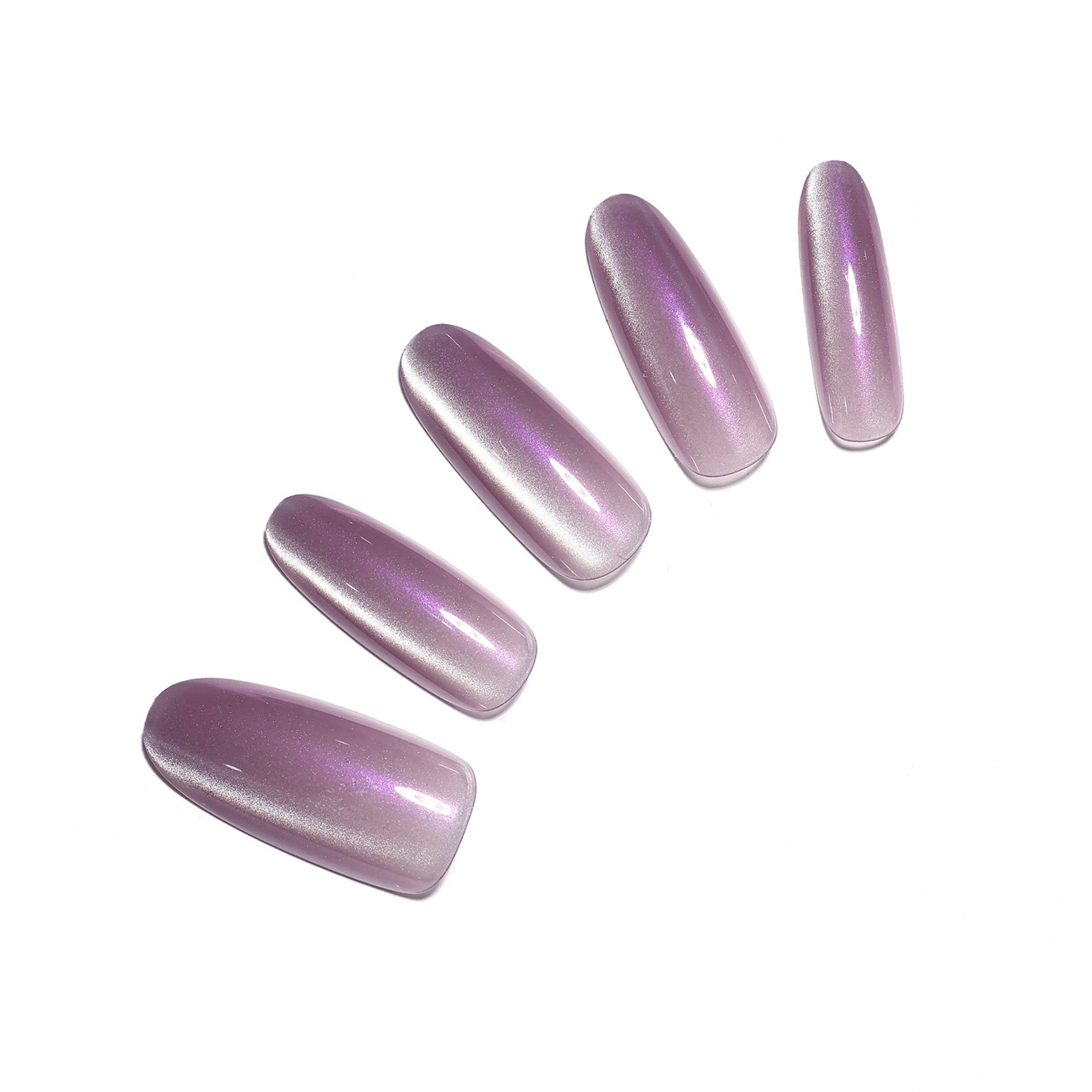 Velvet Dream long oval lavender chrome press-on nails 30-piece PMMA acrylic set