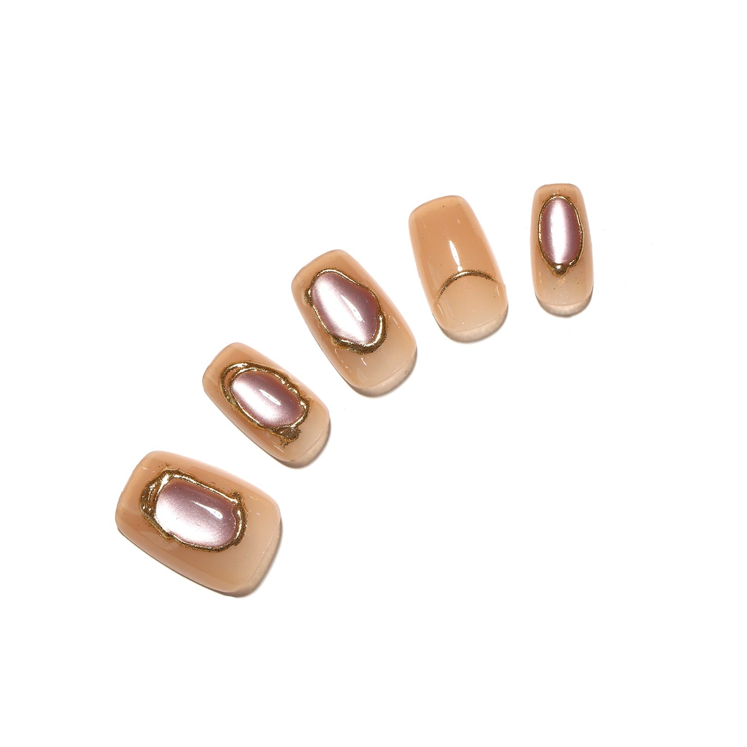 Purple Quartz short square press-on nails soft pink base with subtle luminous sheen 30 piece set