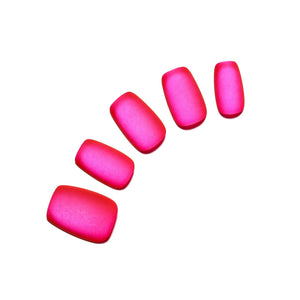 Rose pink matte square press-on nails with velvety finish