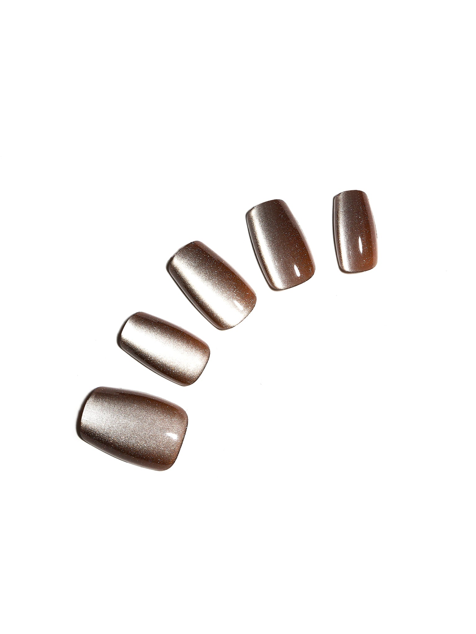 Silken Cocoa short square cocoa brown press-on nails 30-piece set
