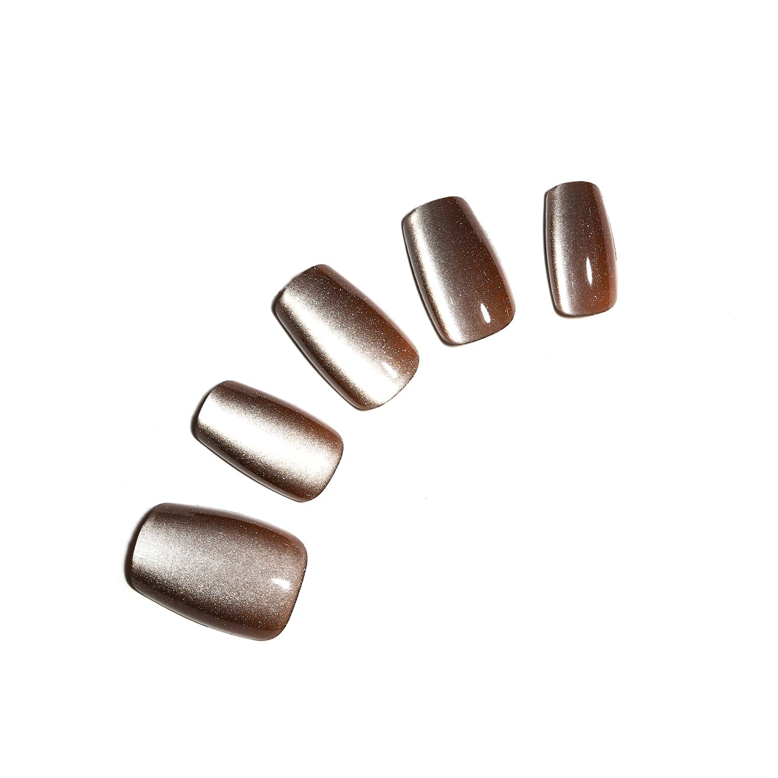 Silken Cocoa short square cocoa brown press-on nails 30-piece set