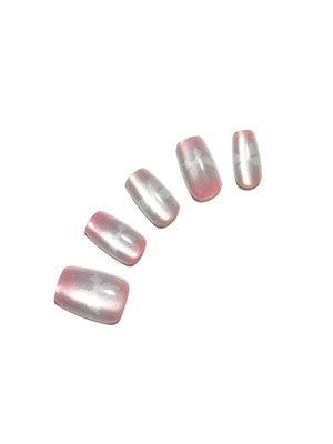 Frosted Butterfly pastel butterfly French glitter press on nails – 30 piece PMMA acrylic set