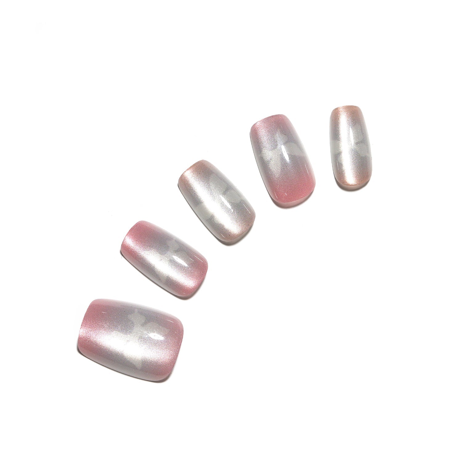 Frosted Butterfly pastel butterfly French glitter press on nails – 30 piece PMMA acrylic set