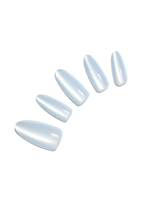 Set of ice blue almond shape press on nails