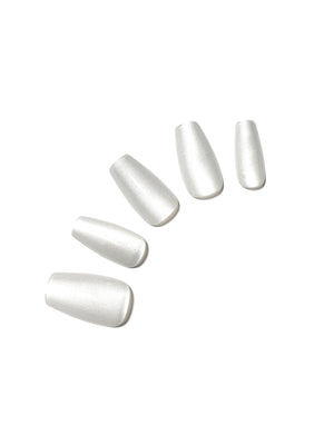 white coffin shape press on nails