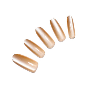 Moonlit Beige long oval beige nude press-on nails 30-piece PMMA acrylic set