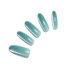 Sky blue solid color oval press on nails – salon-quality acrylic nails