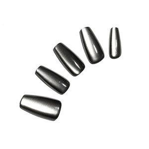 black coffin shape press on nails