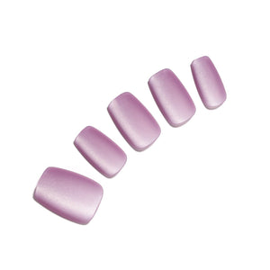 Purple matte square press-on nails, soft solid color acrylic tips