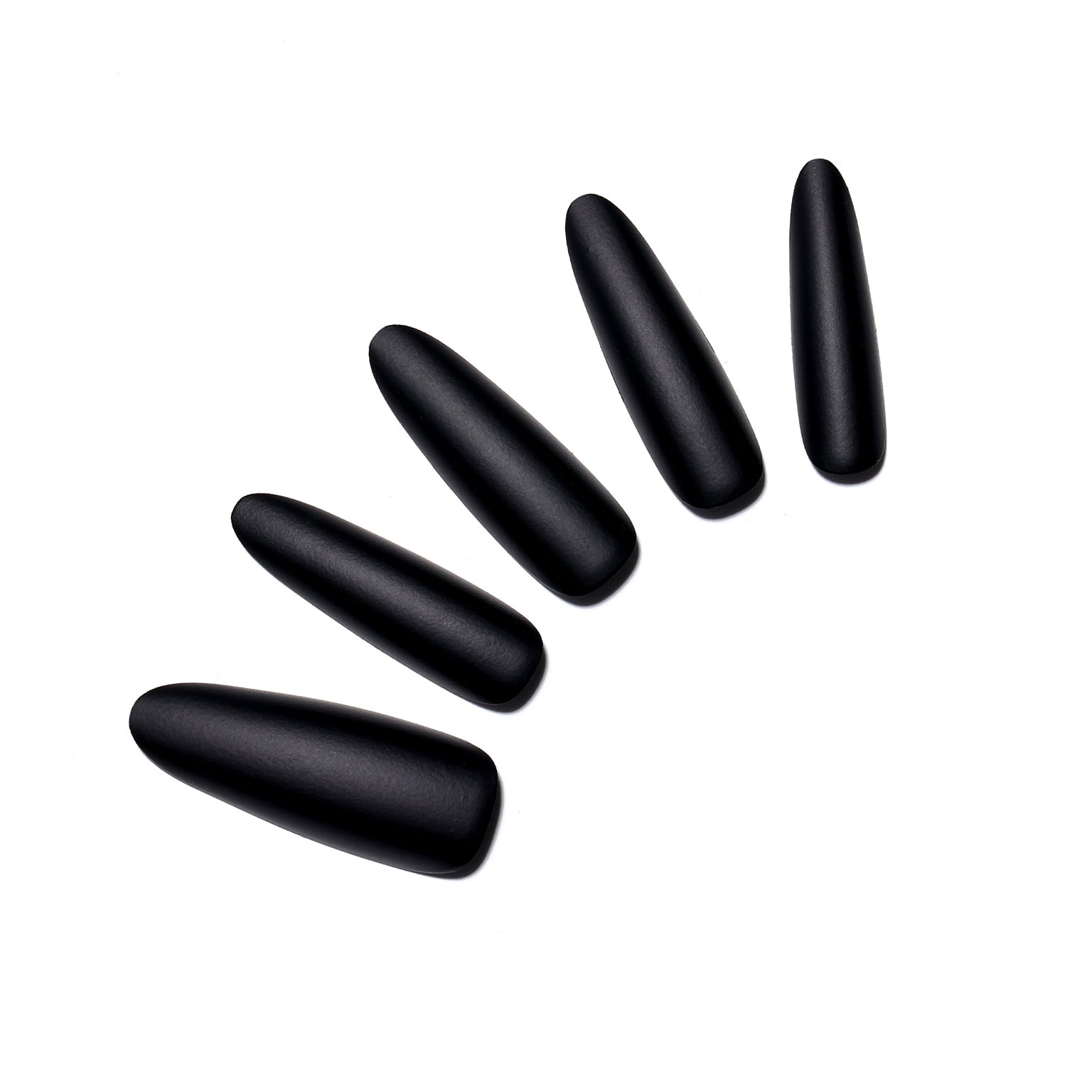 Noir Nights long oval matte black press-on nails 30-piece PMMA acrylic set