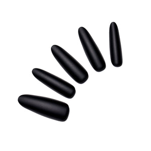 Noir Nights long oval matte black press-on nails 30-piece PMMA acrylic set