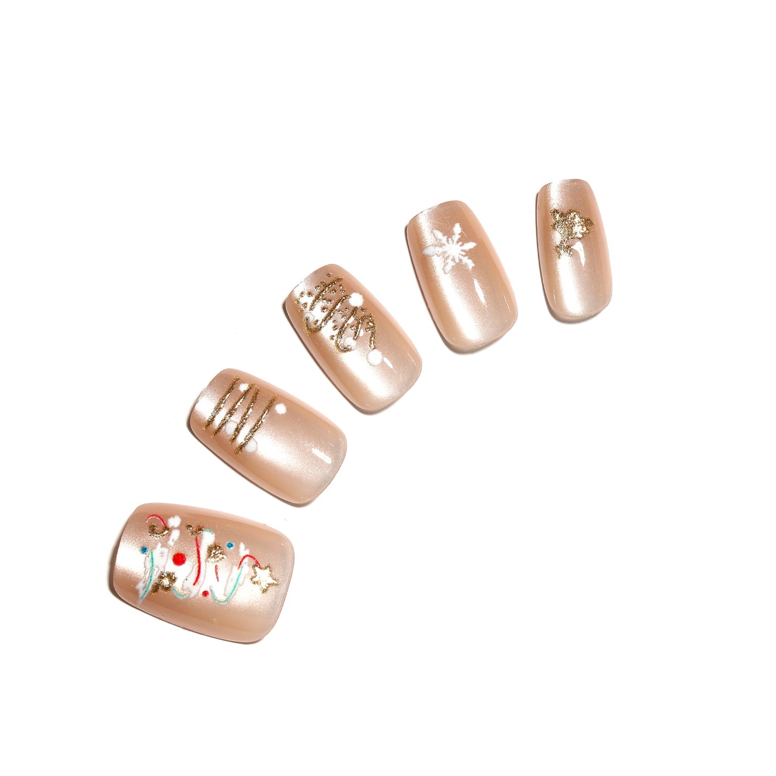 Snowy Wishes white winter glitter press on nails 30 piece acrylic set