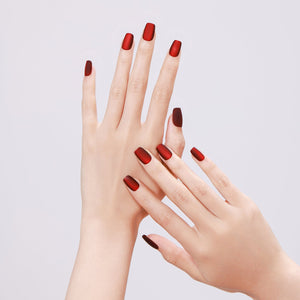 Red matte square press-on nails, bold solid color square tips