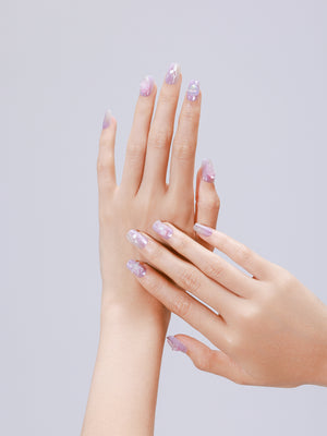 Ocean Princess pastel ocean press-on nail set showing multiple nail sizes and 3D decorations