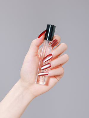 Red solid color oval press on nails – classic glossy finish