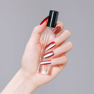 Red solid color oval press on nails – classic glossy finish