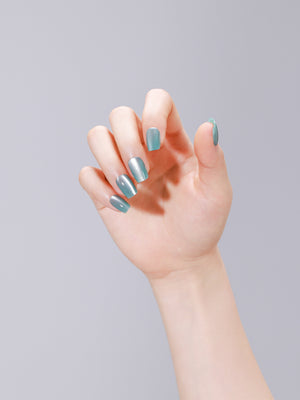 Closeup of Crystal Wave acrylic press-on nails showing smooth gel finish