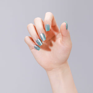 Closeup of Crystal Wave acrylic press-on nails showing smooth gel finish
