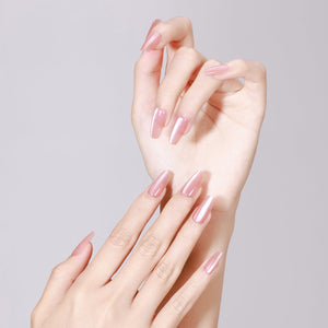 pink coffin shape press on nails