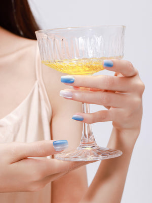 blue and white ombre press on nails