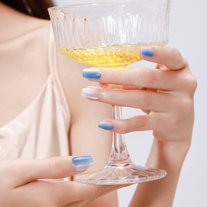 blue and white ombre press on nails