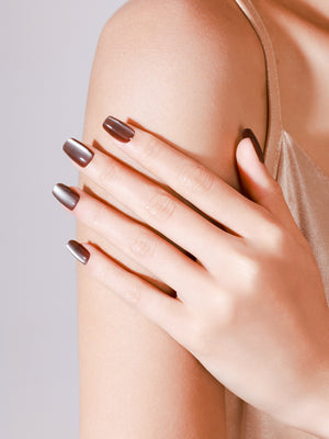 brown press on nails