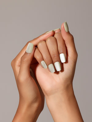 Mint matte square press-on nails, short square shape on white background