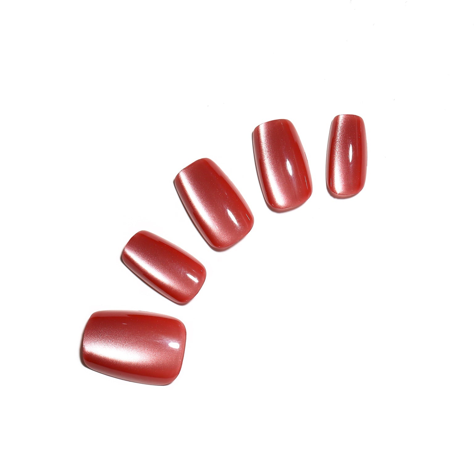 Burnt Rose warm rose nude press on nails medium square with soft metallic finish