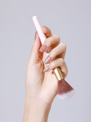 Chrome metallic French tip press on nails – medium length premium acrylic tips