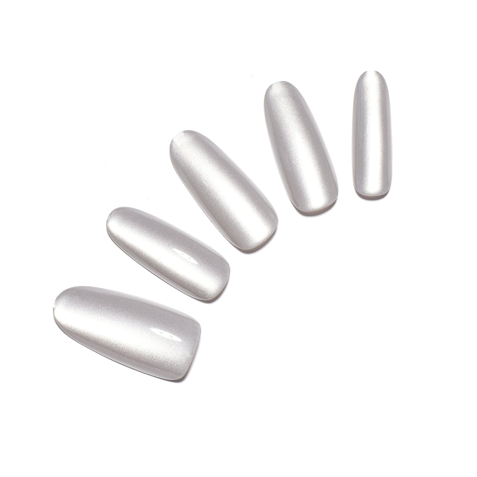 Cloud Whip long oval pearly white press-on nails 30-piece set