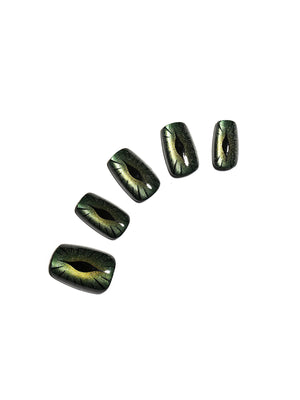 Evil Eyes short square evil eye press-on nails with blue and white eye nail art