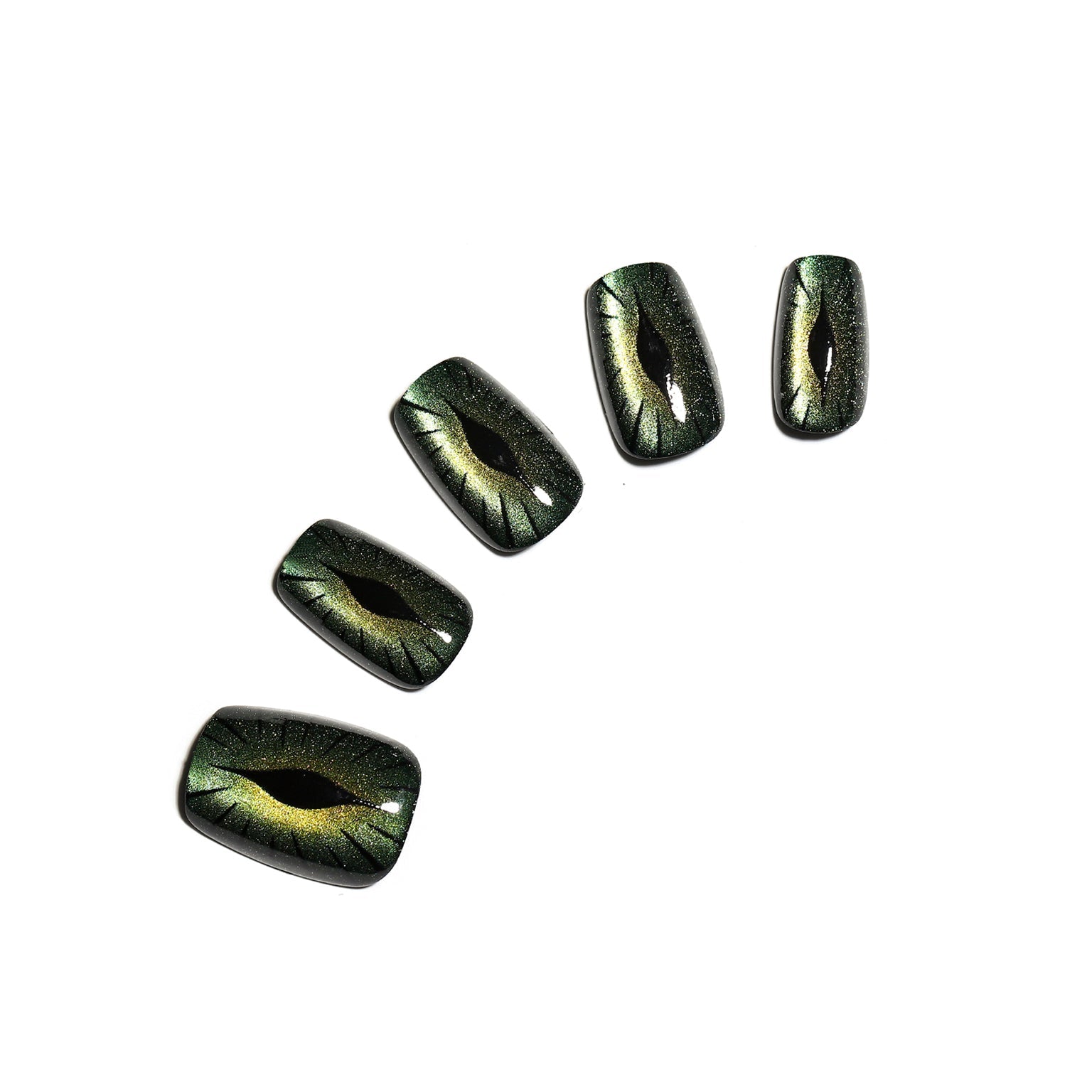 Evil Eyes short square evil eye press-on nails with blue and white eye nail art