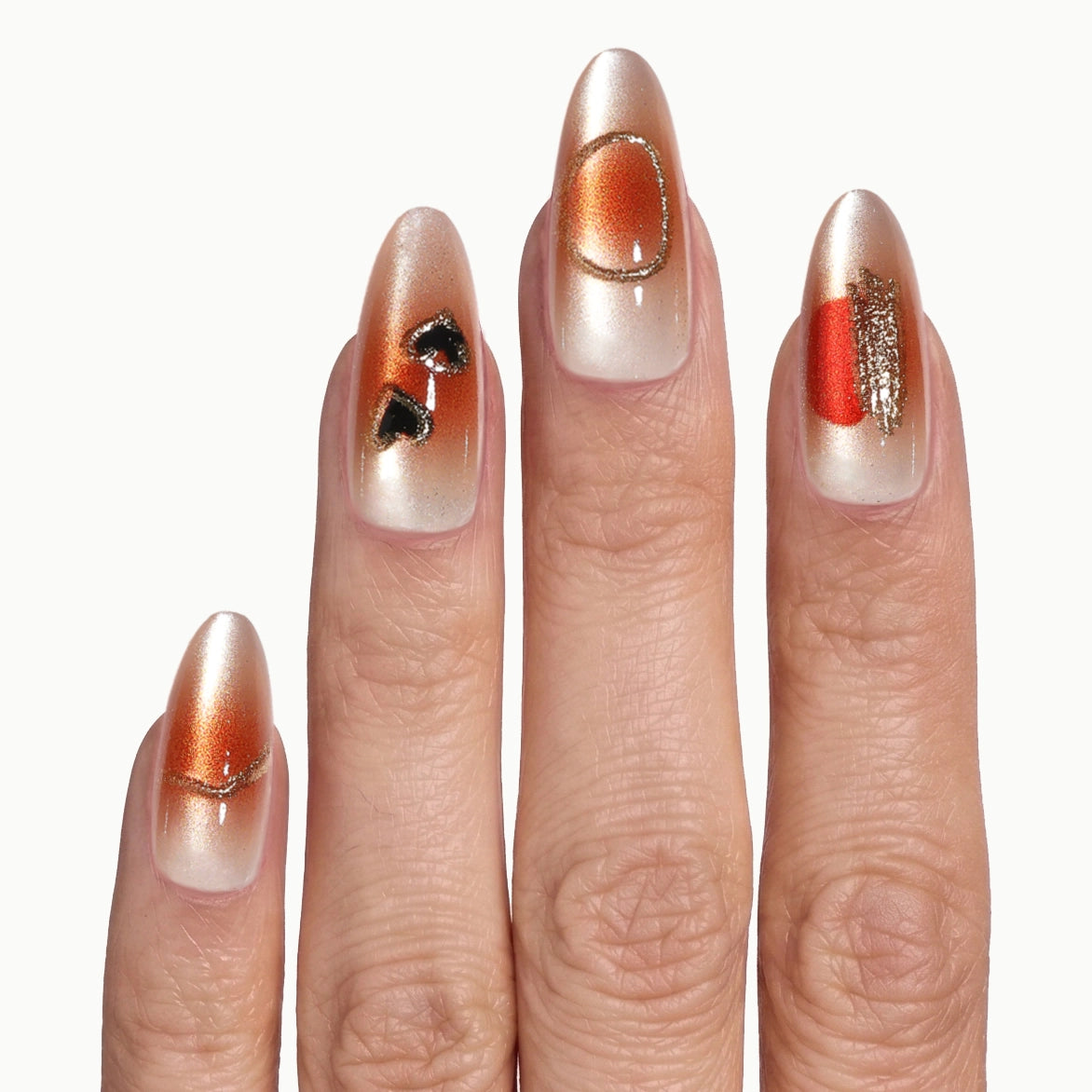 Love Dip – Champagne Heart Almond Press On Nails