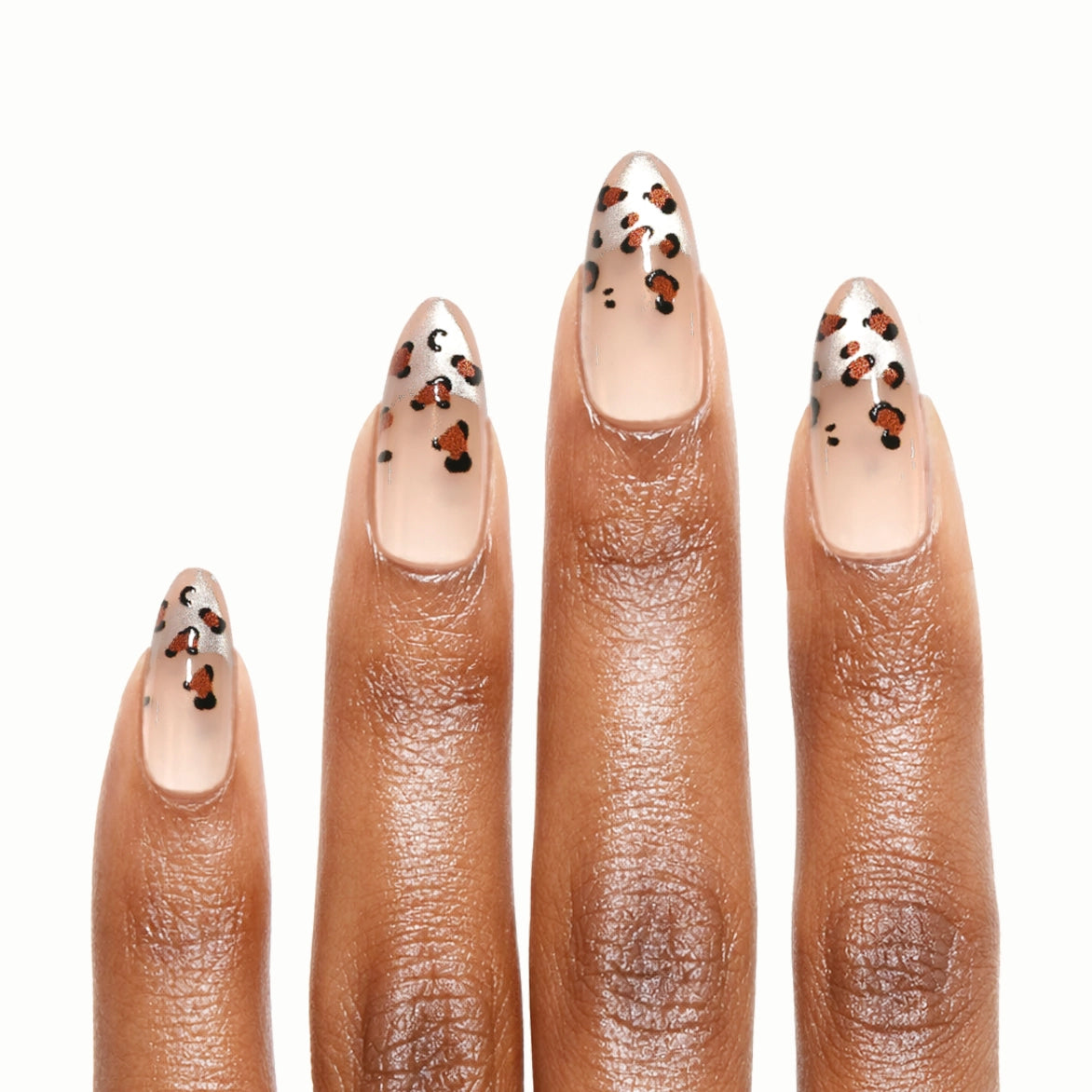 Glitter Cheetah – Almond Nude Leopard Print Press-On Nails