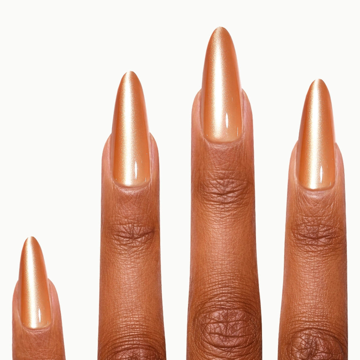 Citrus Crush – Long Stiletto Copper Chrome Press On Nails