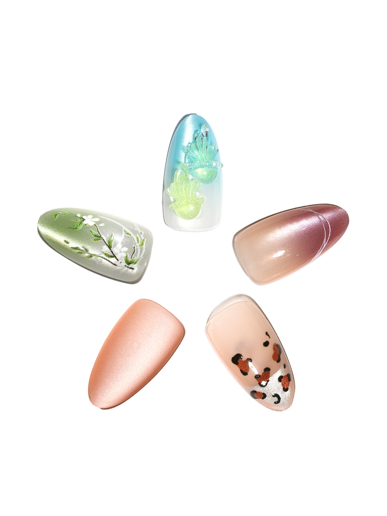 Almond Press-On Nail Bundle – 5 Sets (150 Nails)