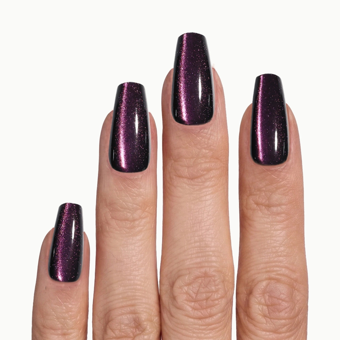 Velvet Plum – Coffin Velvet Cat Eye Press-On Nails