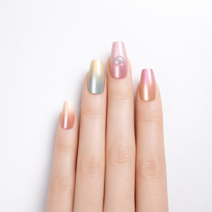 long coffin pink ombre cotton candy press on nails