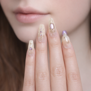 purple tip french nude base press on nails