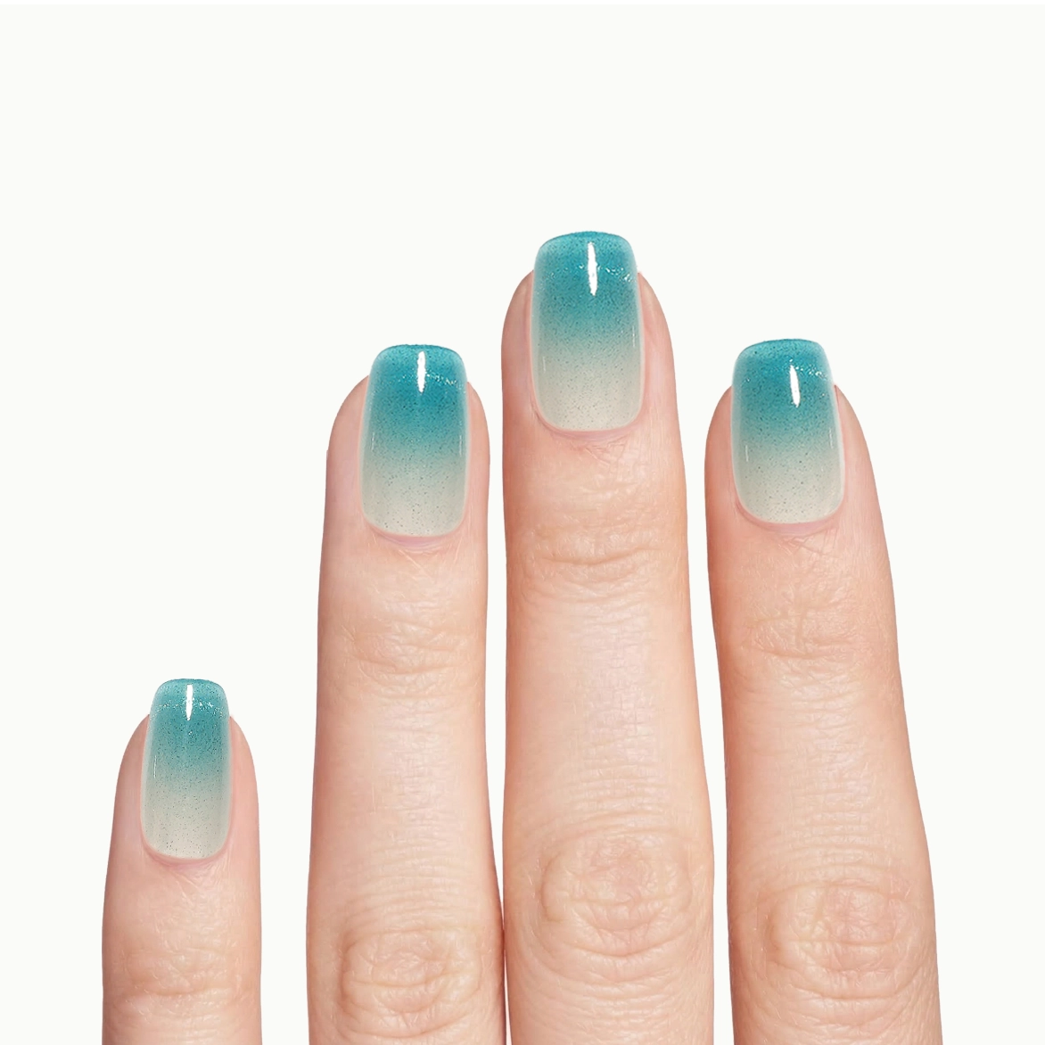 Aqua Mist – Square Aqua Ombre Press-On Nails