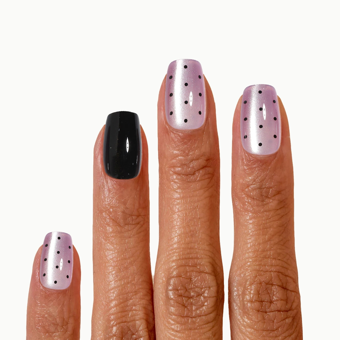 Dot Me Darling – Square Lavender Polka Dot Press-On Nails