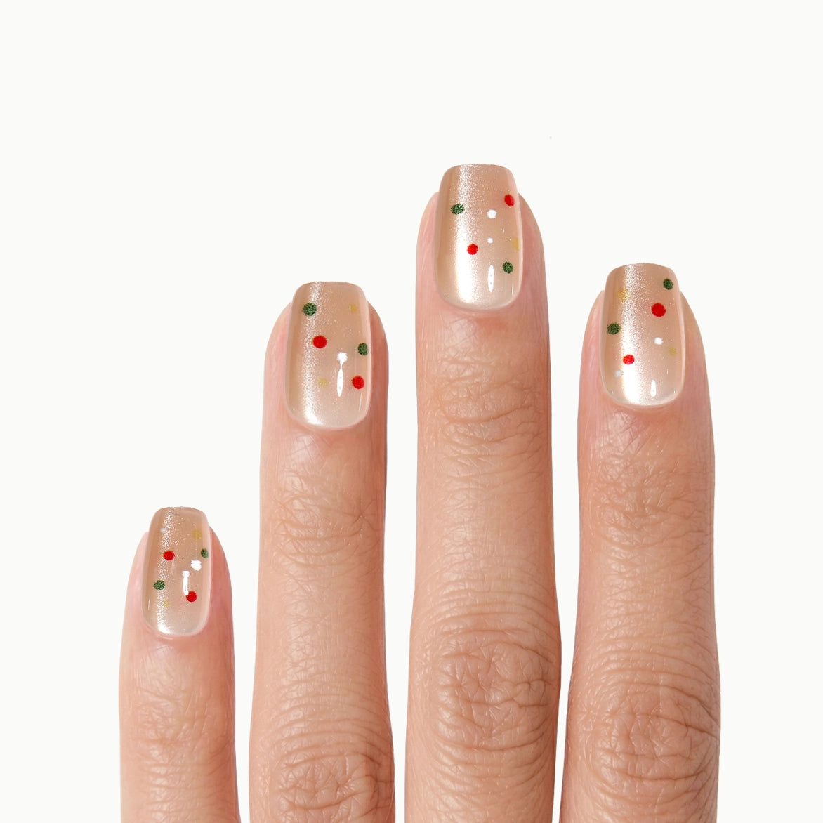 Frosted Joy – Frosted Neutral Shimmer Square Press On Nails