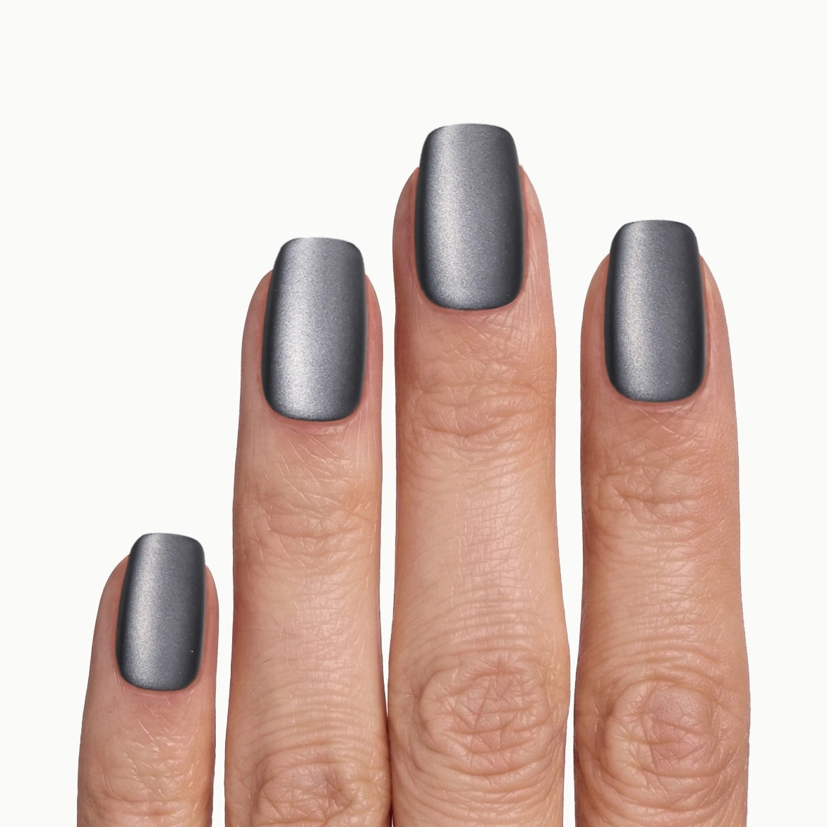 Stone Cold – Square Matte Gunmetal Press-On Nails