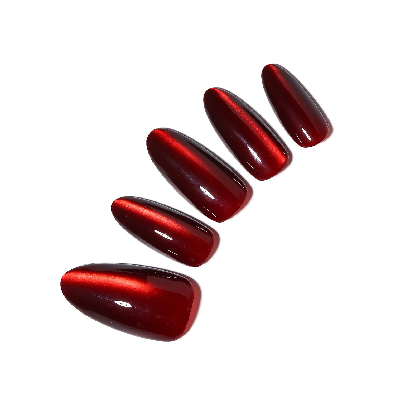 Holiday Ribbon classic red almond press on nails 30 piece acrylic set