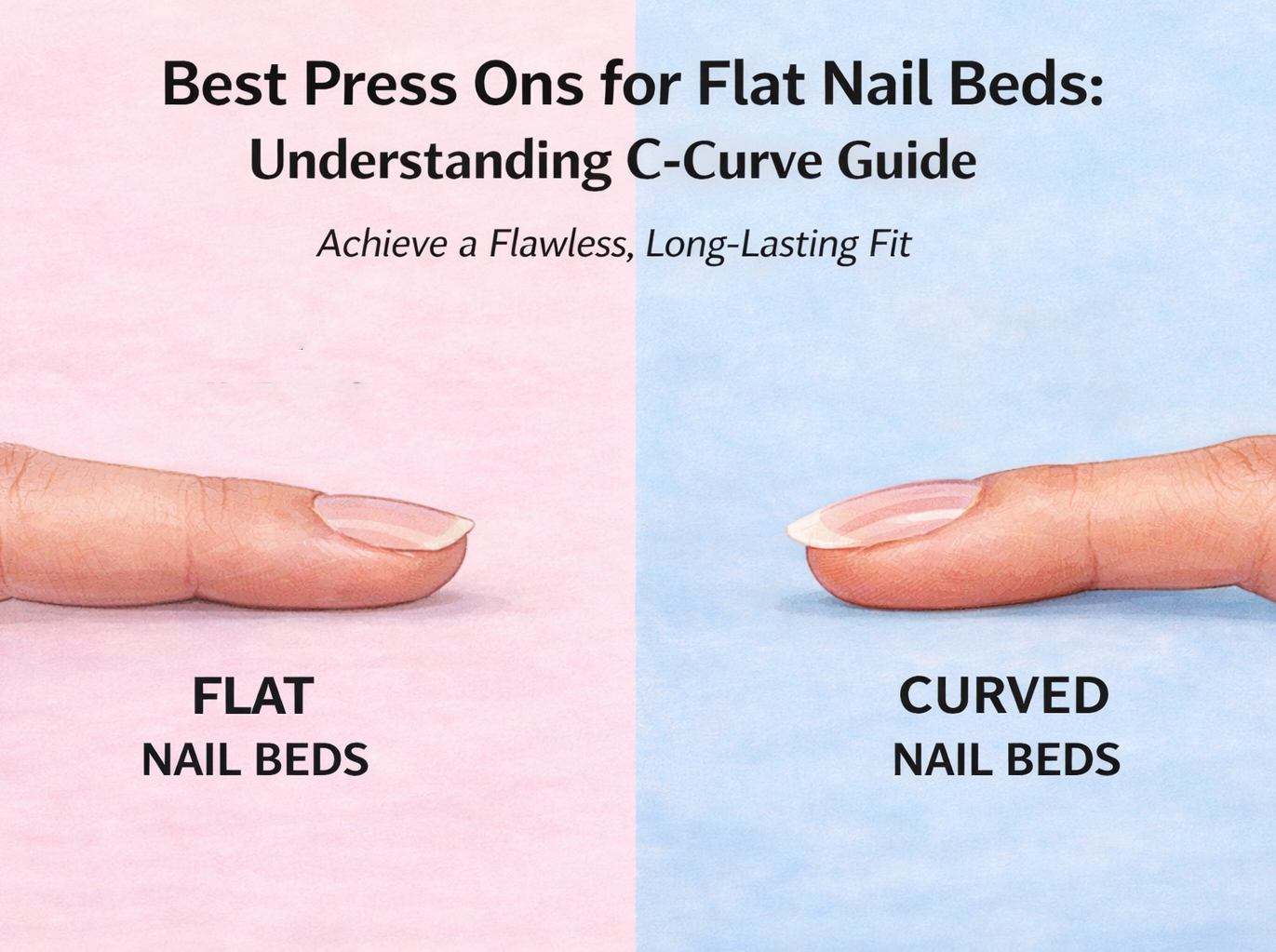 Flat nail beds vs curved nail beds finger comparison image