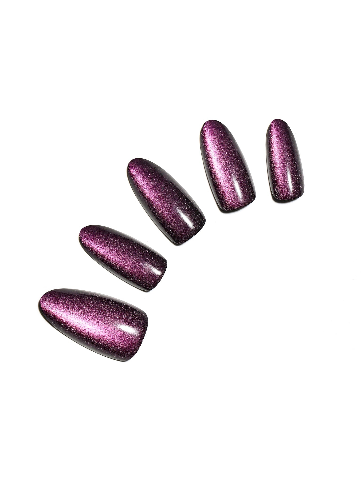 Set of purple almond shape press on nails