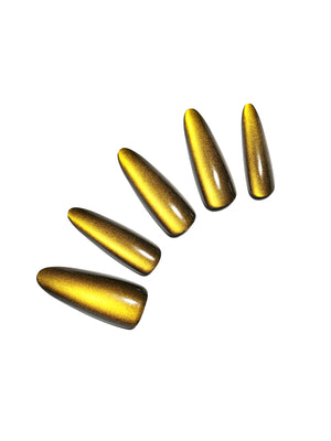 Set of Gold metallic nail long stiletto shape press on nails